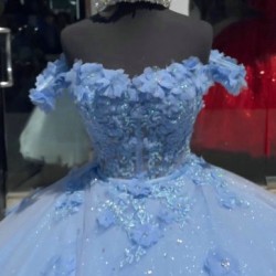 Sweetheart Neck Sky Blue Quinceanera Dress Off Shoulder 15 Dresses