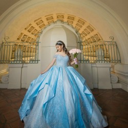 Sweetheart Neck Sky Blue Quinceanera Dress Sequin Off Shoulder Sweet 15 Gowns