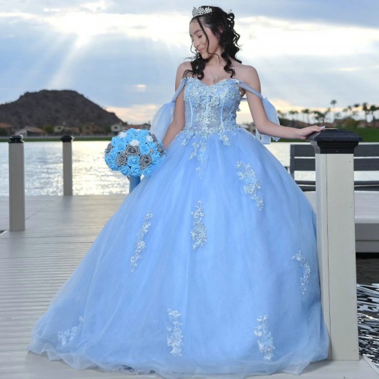 Sweetheart Neck Sky Blue Quinceanera Dress Sleeveless 15 Dresses