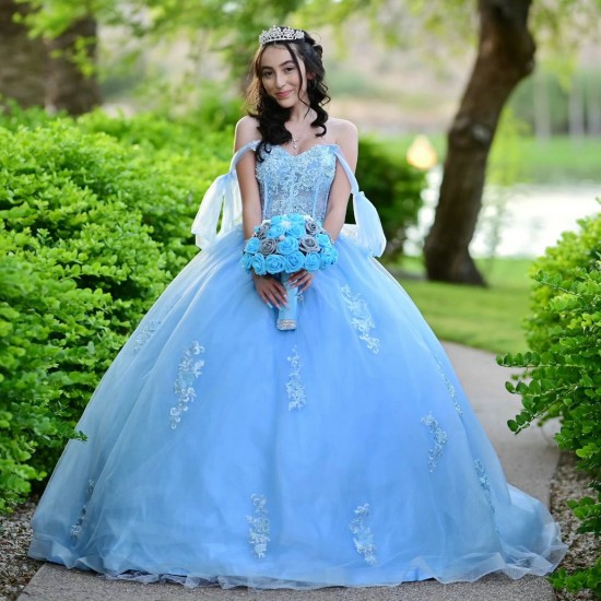 Sweetheart Neck Sky Blue Quinceanera Dress Sleeveless 15 Dresses