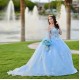 Sweetheart Neck Sky Blue Quinceanera Dress Sleeveless 15 Dresses