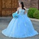 Sweetheart Neck Sky Blue Quinceanera Dress Sleeveless 15 Dresses