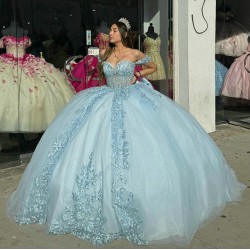 Sweetheart Neck Sky Blue Quinceanera Dresses 15 Dress With Bow