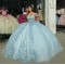 Sweetheart Neck Sky Blue Quinceanera Dresses 15 Dress With Bow