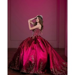 Sweetheart Neck Sweet 15 Gowns Burgundy Quinceanera Dress Sleeveless 2024 Dresses