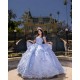 Sweetheart Neck Sweet 15 Gowns Sky Blue Quinceanera Dress Princess Dresses