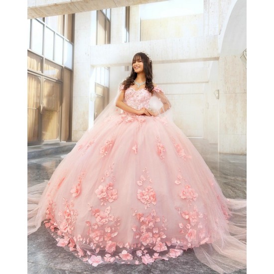 Sweetheart Neck Vestidos De 15 Anos Pink Quince Dress With Cape