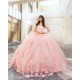 Sweetheart Neck Vestidos De 15 Anos Pink Quince Dress With Cape