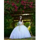 Sweetheart Neck White Quinceanera Dress Sleeveless 15 Dresses With Bow