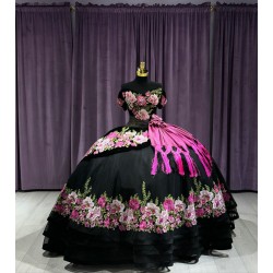 Sweetheart Neckline Black Quinceanera Dresses Off Shoulder 15 Dress