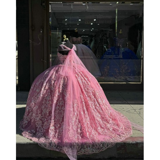 Sweetheart Neckline Hot Pink Quinceanera Dresses Off Shoulder 15 Dress