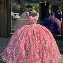 Sweetheart Neckline Hot Pink Quinceanera Dresses Off Shoulder 15 Dress