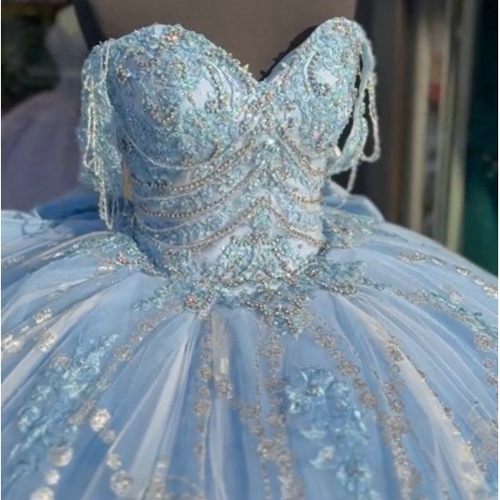 Sweetheart Off The Shoulder Quinceanera Dresses In Blue