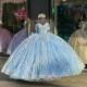 Sweetheart Off The Shoulder Quinceanera Dresses In Blue