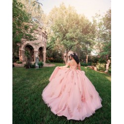 Sweetheart Pink Quinceanera Dress Off Shoulder Vestidos De 15 Anos Girls Sweet 16 Dresses