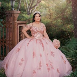 Sweetheart Pink Quinceanera Dress Off Shoulder Vestidos De 15 Anos Girls Sweet 16 Dresses