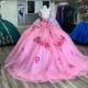 Sweetheart Pink Quinceanera Dress Off The Shoulder Sweet 15 Vestidos De XV Anos