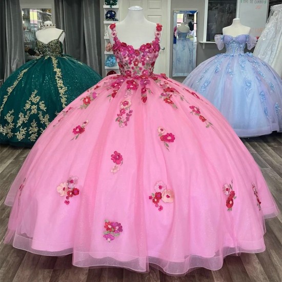 Sweetheart Pink Quinceanera Dress Off The Shoulder Sweet 15 Vestidos De XV Anos