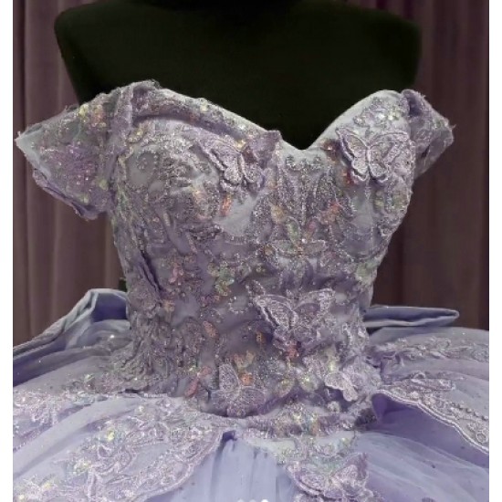 Sweetheart Purple Quinceanera Dresses Off Shoulder 15 Dress With Bow