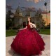 Sweetheart Quinceanera Dress Red Vestidos De 15 Anos Off Shoulder Sweet 15 Gowns