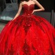 Sweetheart Red Quinceanera Dresses With Detachable Sleeves