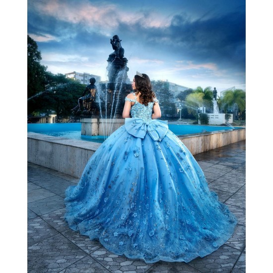 Sweetheart Sky Blue Quince Dress Vestidos De 15 Anos 2024 Ball Gown With Bow