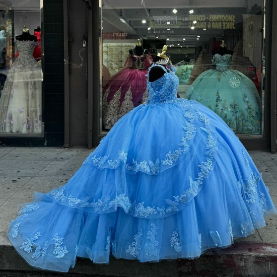 Sweetheart Sky Blue Quinceanera Dresses Off Shoulder 15 Dress