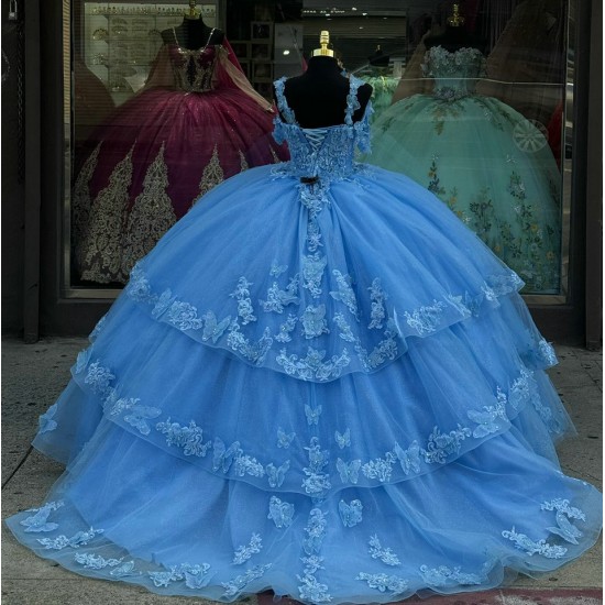 Sweetheart Sky Blue Quinceanera Dresses Off Shoulder 15 Dress