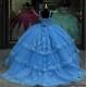 Sweetheart Sky Blue Quinceanera Dresses Off Shoulder 15 Dress