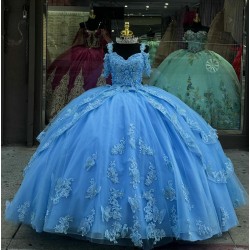 Sweetheart Sky Blue Quinceanera Dresses Off Shoulder 15 Dress