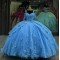 Sweetheart Sky Blue Quinceanera Dresses Off Shoulder 15 Dress