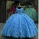 Sweetheart Sky Blue Quinceanera Dresses Off Shoulder 15 Dress