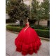 Tiered Sleeveless Red Quince Dresses Square Collar 15 Dress