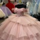 Tulle Layered Quinceanera Dress 15 Dress Pink