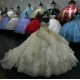 V Neck Champagne Quinceanera Dresses Spaghetti Strap 15 Dress With Bow