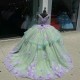 V Neck Green On Lilac Quinceanera Dresses Sleeveless 15 Dress