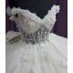 V Neck Ivory 15 Dresses Sheer Bodice Ball Gown Quince Dress With Bow