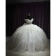 V Neck Ivory 15 Dresses Sheer Bodice Ball Gown Quince Dress With Bow