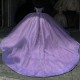 V Neck Lilac Quinceanera Dress 15 Dresses Off Shoulder Ball Gown