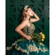 V Neck Quince Dress Emerald Green Sleeveless Women 2024 Ball Gown