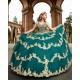 V Neck Quince Dress Emerald Green Sleeveless Women 2024 Ball Gown