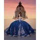 V Neck Quince Dress Navy Blue Vestidos De 15 Anos Sleeveless Women 2024 Ball Gown