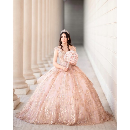 V Neck Quince Dress Rose Gold Vestidos De 15 Anos 2024