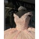 V Neck Rose Gold Quinceanera Dress Beading Sequin 15 Dresses With Bow