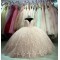 V Neck Rose Gold Quinceanera Dress Lace Appliquéd Ball Gown With Bow