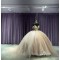 V Neck Rose Gold Quinceanera Dresses Off Shoulder 15 Dress