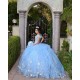 V Neck Sky Blue Quince Dresses Off Shoulder 15 Dress