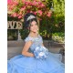 V Neck Sky Blue Quince Dresses Off Shoulder 15 Dress