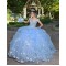 V Neck Sky Blue Quince Dresses Off Shoulder 15 Dress