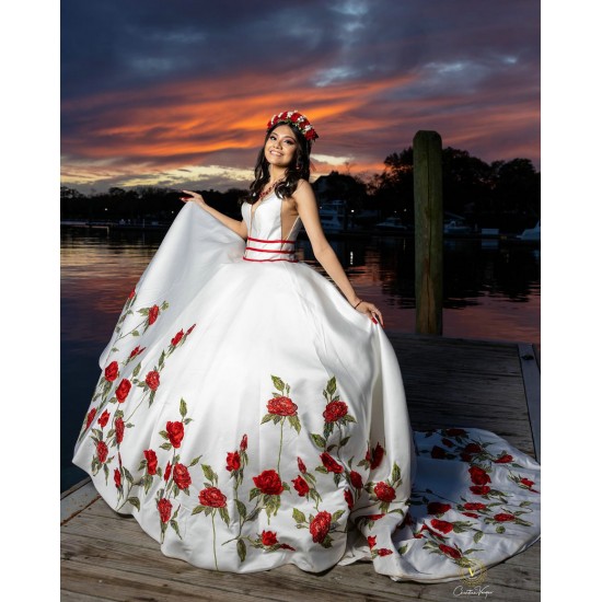 V Neck Vestidos De 15 Anos Sleeveless White Quince Dress Princess Quinceanera Dresses